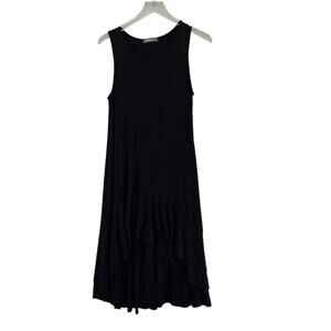 Alembika Dress Womens Medium (3) Midi Black Sleeveless Ruffle Hem Lagenlook